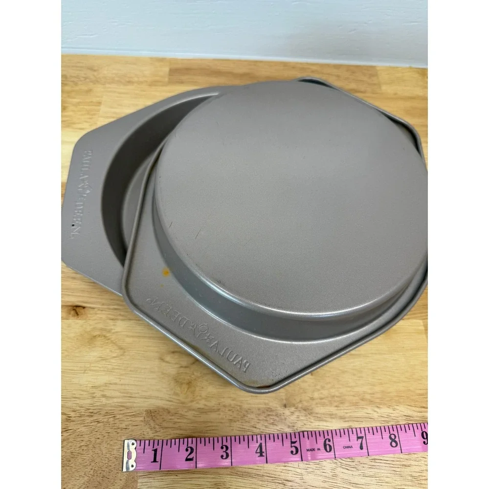 Paula Deen 8 Inch Round Cake Pan Set of 2 Nonstick Steel Baking Pans Gray